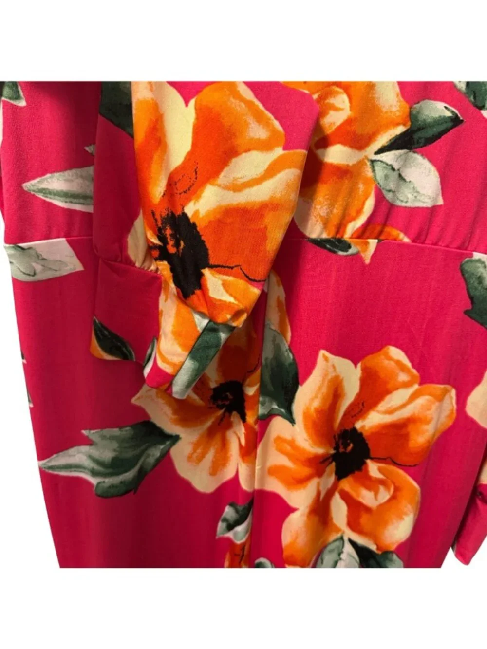 Venus Womens Pink Floral Long-Sleeve Ruched Dress Size M Polyester Dress - Picture 10 of 12